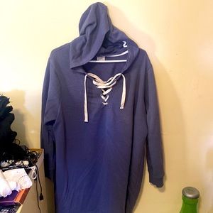 Gray oversized sweatshirt with laces